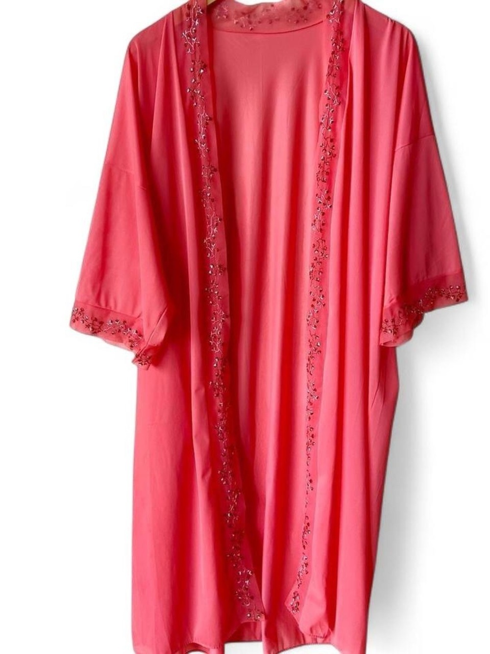 Vintage 70s Vanity Fair floral embroidered lingerie robe and pants set